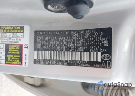 2010 Toyota Corolla Le z USA, uszkodzony, nr VIN 2T1BU4EE0AC395006